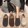 Mao Mao Slippers Women's Winter and Autumn Mao Mao Slippers Flat-bottomed Comfortable Half Slippers Women's Cotton Shoes Versatile Velvet Single Shoes