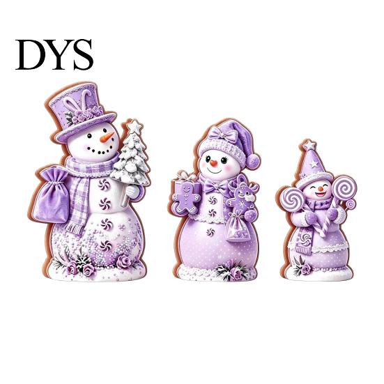 Rustic Holiday Ornaments 3PCS Christmas Snowman Wooden Ornaments, Decorative Cute Festive Figures, Tree Decorations High-definition Printing