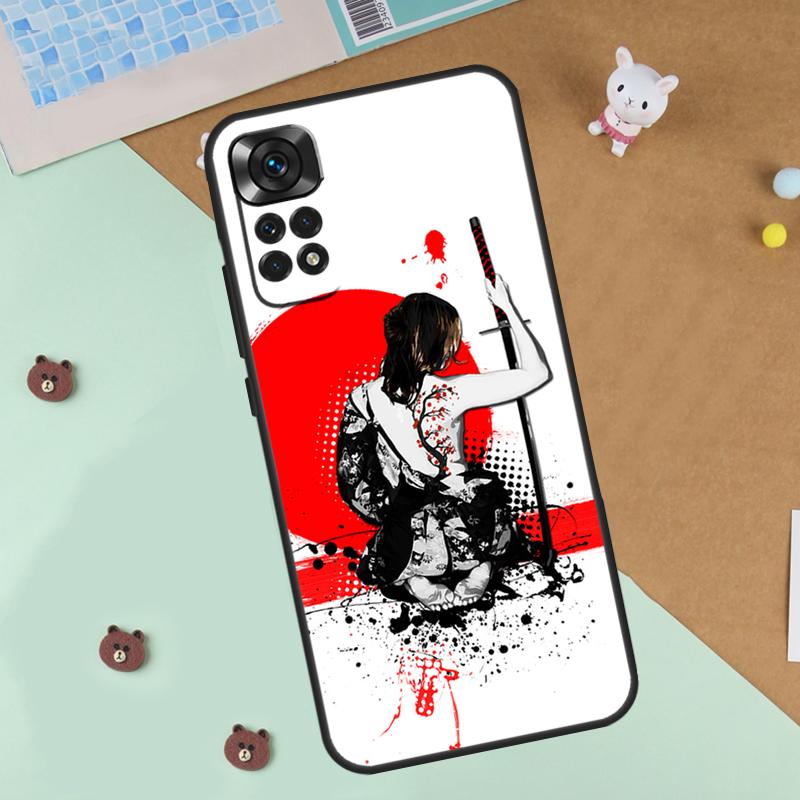 Anime Girl Samurai Case For Xiaomi Redmi 14C 10C 12C 13C Cover For Redmi Note 13 Pro 14 9 10 11 12 10S 11S 12S