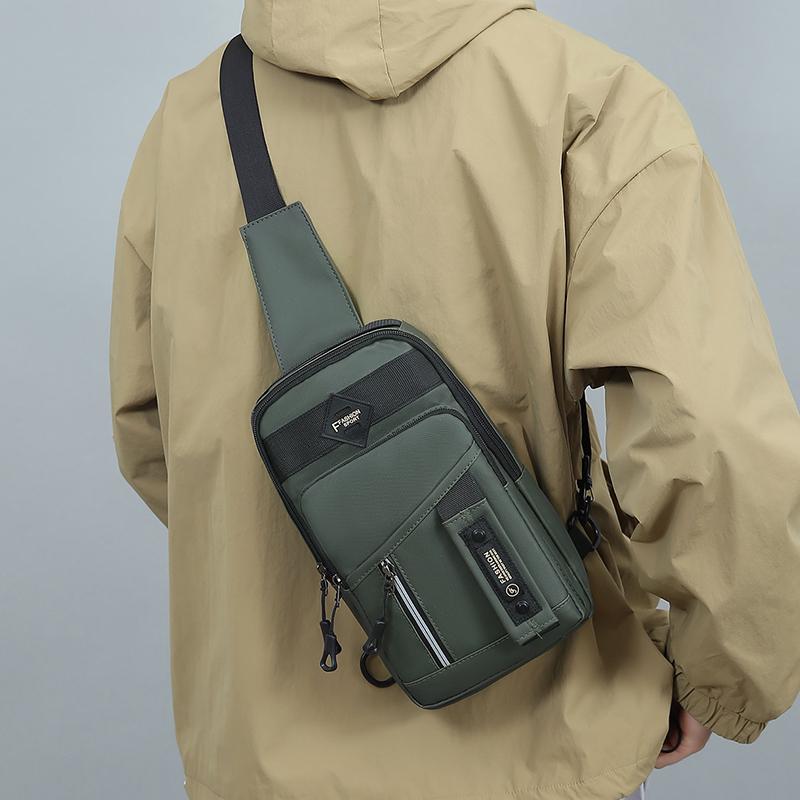 Men's Outdoor Chest Bag - Stylish Nylon Crossbody Bag  Casual Multi-Functional Sports Sling Bag