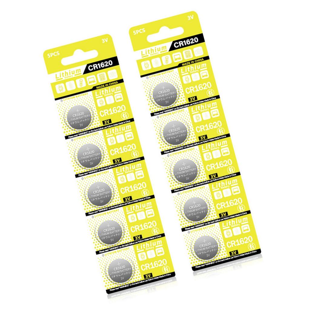 Pack of 10pcs CR1620 Lithium Coin Batteries 3V for Watch Electronic Scale and Thermometers Leak Proof Designing