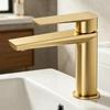 TLXT Creative Brushed Gold Brass Bathroom Basin Faucet