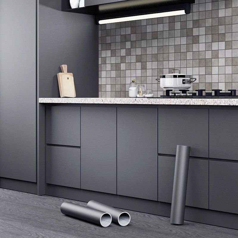 Shiny Black DIY Self Adhesive Kitchen Cabinets Wallpaper Waterproof Wall Stickers Vinyl Contact Paper Renovation Home Decor Film