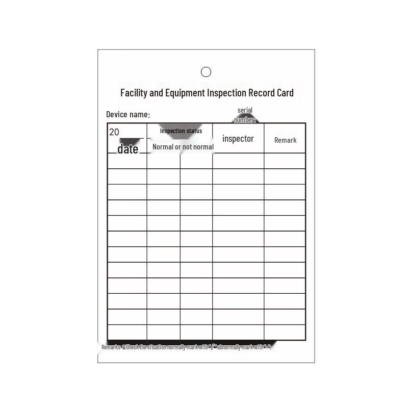 Equipment and Facility Inspection Card