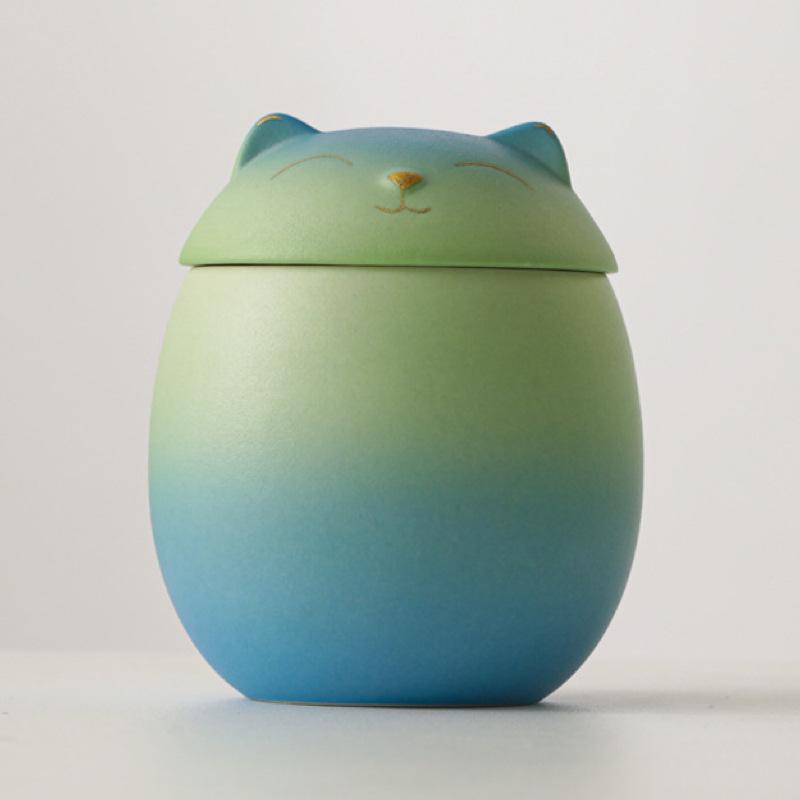 

Sealed Ceramic Pet Urn: Moisture-Proof Memorial Box for Cat or Dog Hair 150ml capacity зелений/синій