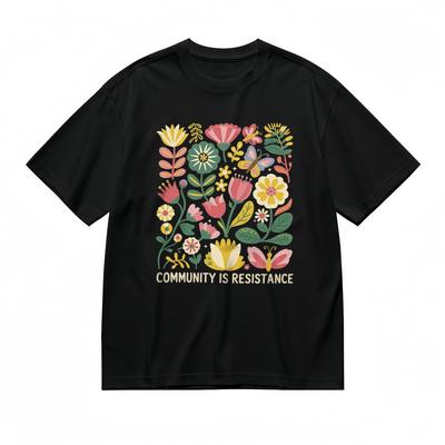 Inspirerend Dames Comfortabel Klassiek T-shirt Community Verzet Bloemen T-shirt