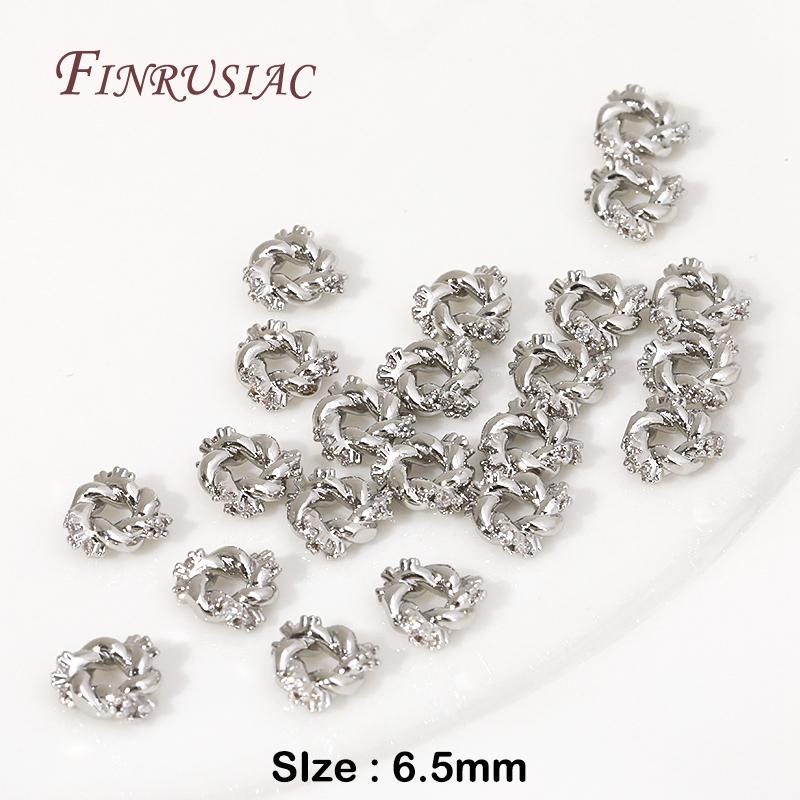 

Rhodium/18K Gold Plated Metal Twist Flower Beads,Inlaid Zircon Spacer Beads For Pearl Necklace Jewelry Making DIY Accessories 5 Pieces