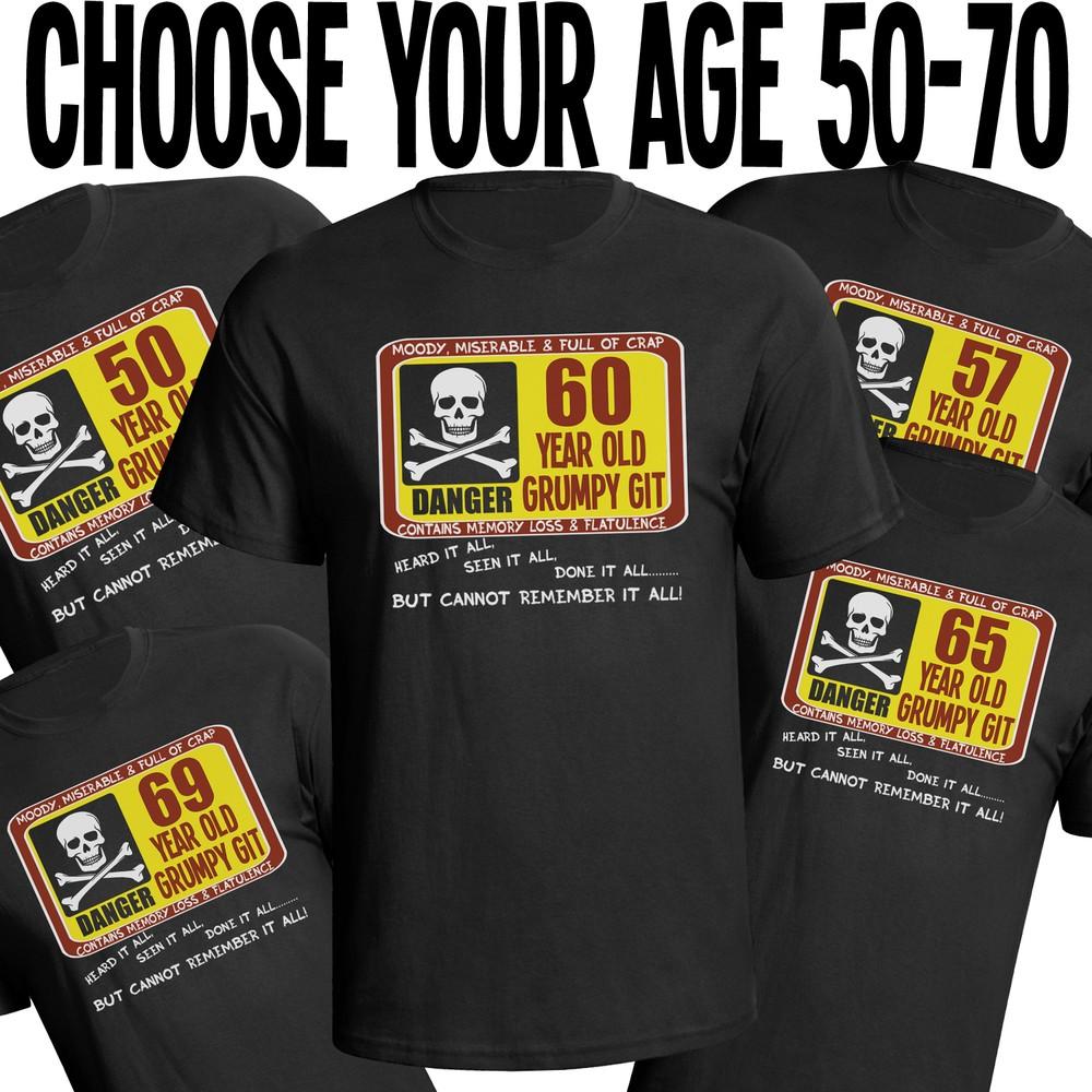 

Mens 50th - 70th Birthday Gift T-Shirt GRUMPY GIT Choose Year 50 to 70 4XL