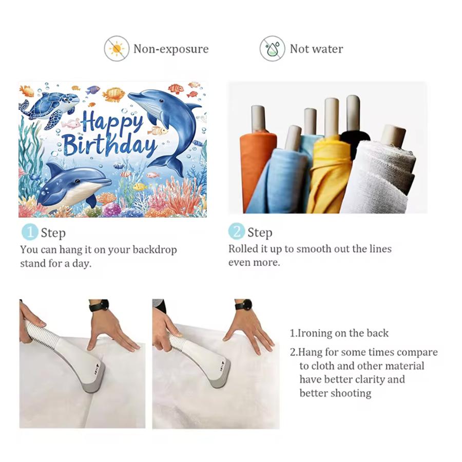 Marine Life Exploration Ocean Theme Series Birthday Party Decoration Background Cloth Gift Underwater Banner Photography Studio