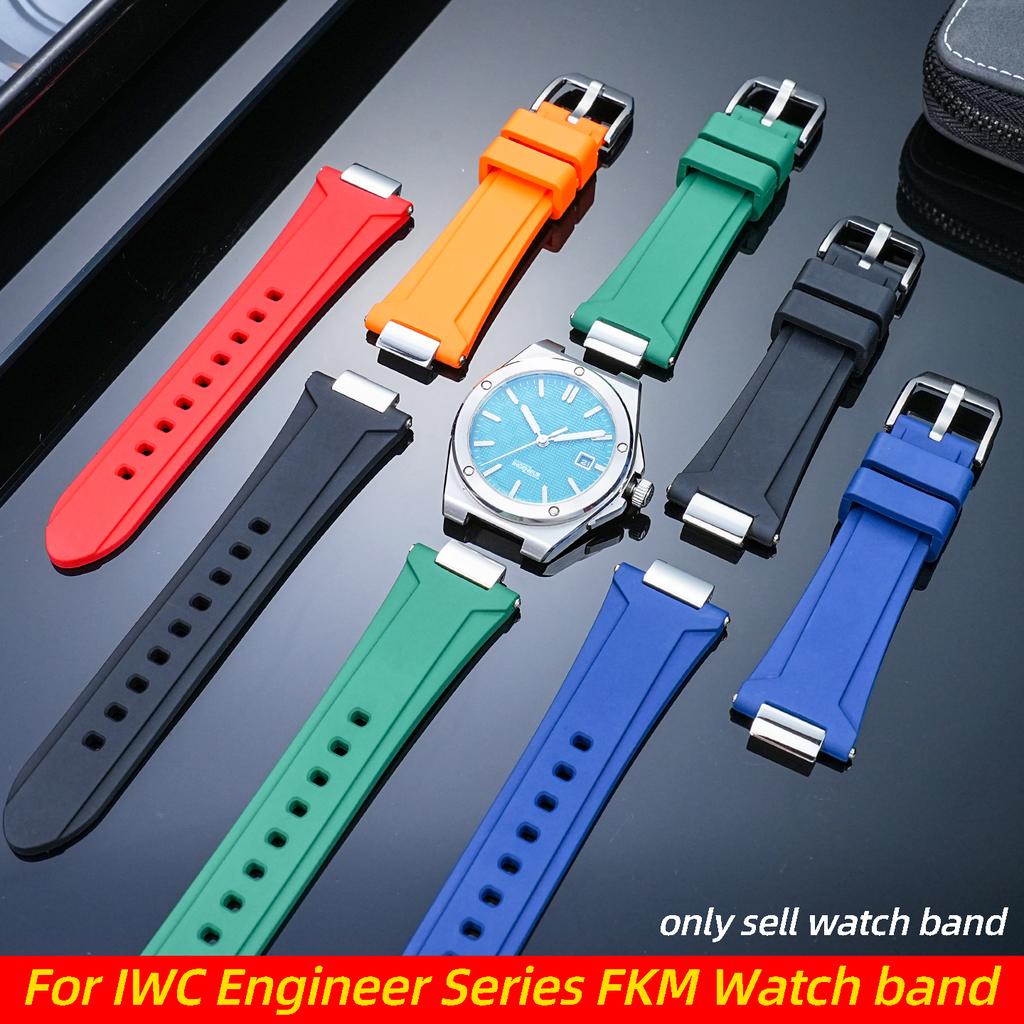 5 barev Fluorogumový řemínek na hodinky Pro IWC Engineer IW328903 IW328901 IW328902 Voděodolný FKM řemínek na hodinky Pánský gumový náramek