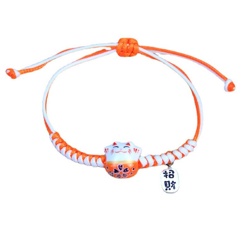 Charm Versatile Lovely Cat Ceramic Woven Bracelet Couple Cute Japan Lucky Kawaii Pendant Rope Chain Jewelry Gift Wholesale