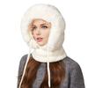 Winter Headgear with Scarf Face Guard Solid 3 In 1 Hat Color Adjustable Drawstring Windproof Hat