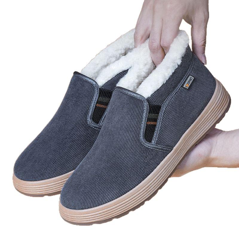 Men's Winter Warm Velvet-Lined Anti-slip Cloth Shoes for Dad