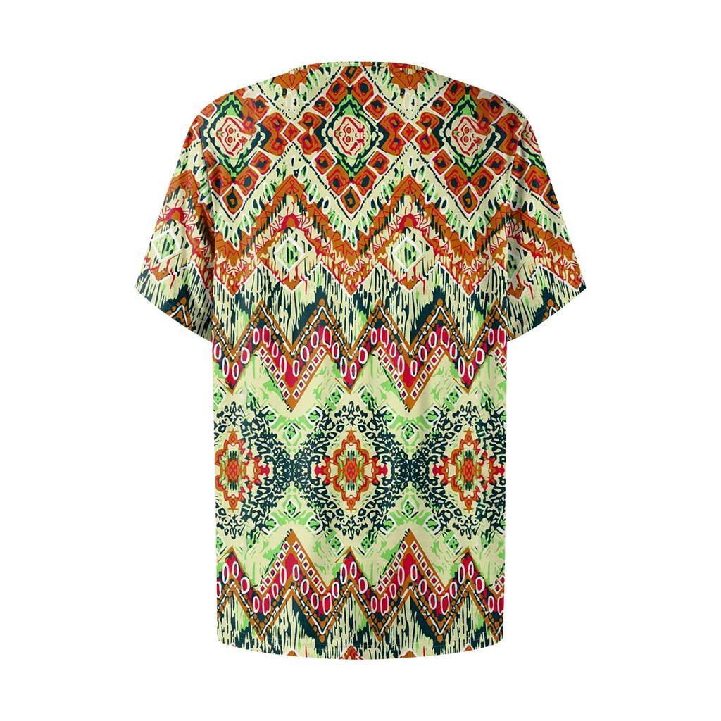 Plus Size Women's Casual Round Neck Pleated Short Sleeve Color Top