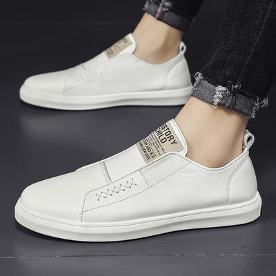 FashionGenuine Leather Shoes Men Slip On Breathable Casual Loafers Non-slip Driving Shoes For Men White Shoes Men Sneakers