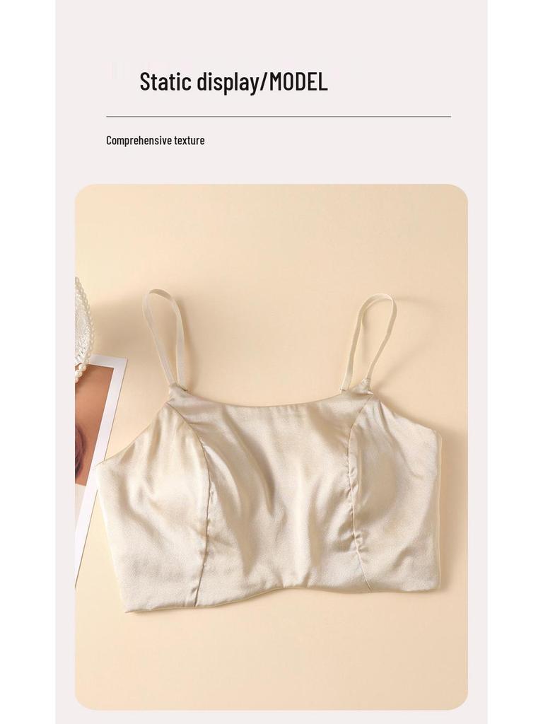 Soutien-gorge camisole sans bretelles en satin de soie mûrier sans armatures - Confortable, respirant et design élégant dans le dos pour femmes
