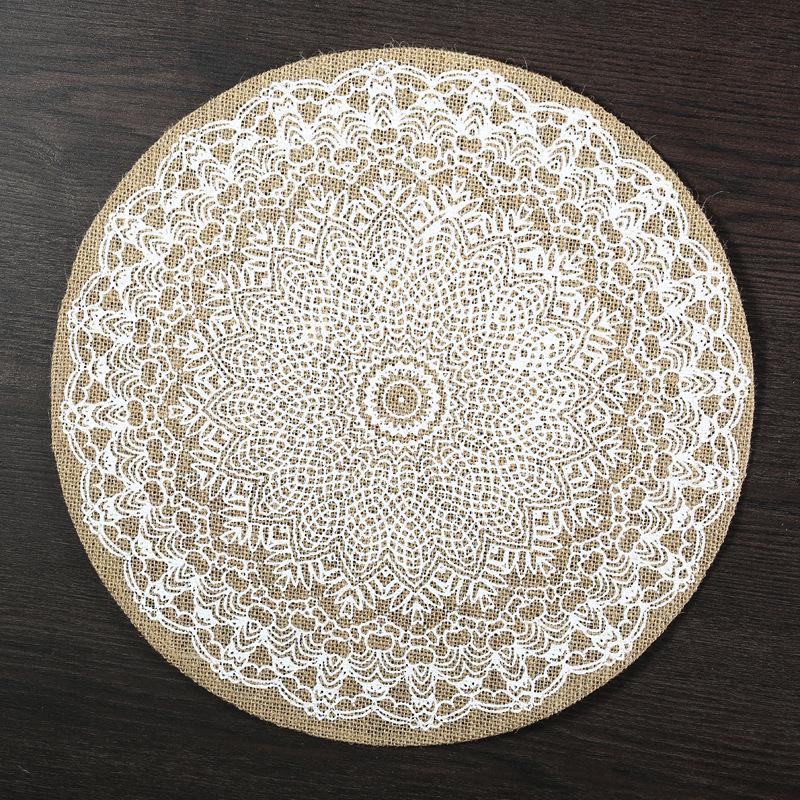 Eco-friendly round Japanese minimalist wind fringed placemat table mat coaster natural color jute modern minimalist