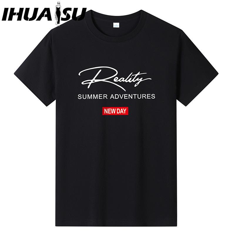 IHUASU Cotton Short Sleeve T-shirt Men's Fashion Loose Half Sleeve Shirt Printed Compassionate Shirt