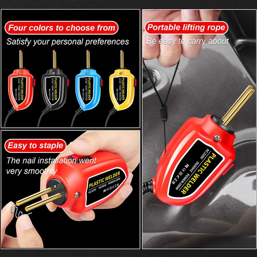 100W Plastic Welding Repair Kit & 2-IN-1 Soldering Iron 200/1000Pcs Hot Staples Kayak Bumper Car Repair Tools