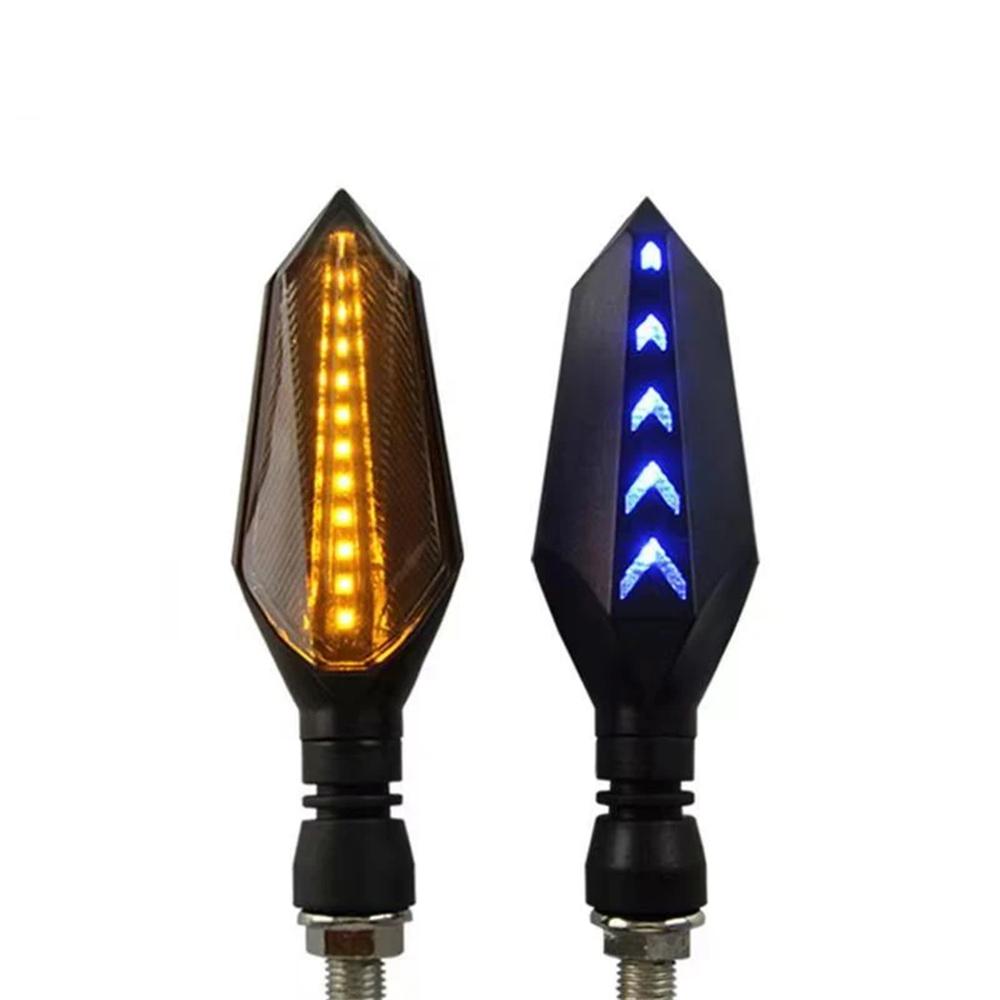 

2 шт. Универсальный светодиодный указатель поворота для мотоцикла, последовательная вспышка, индикаторные огни, янтарный ходовой свет жёлтый/синий