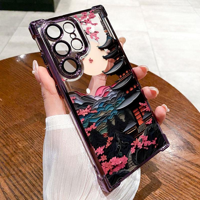 Japanese-Style Ancient House Phone Case for Samsung Galaxy A55 A35 A25 A15 5G A24 A23 A22 A32 A52 A52S A73 A51 A13 A12 4G Cover