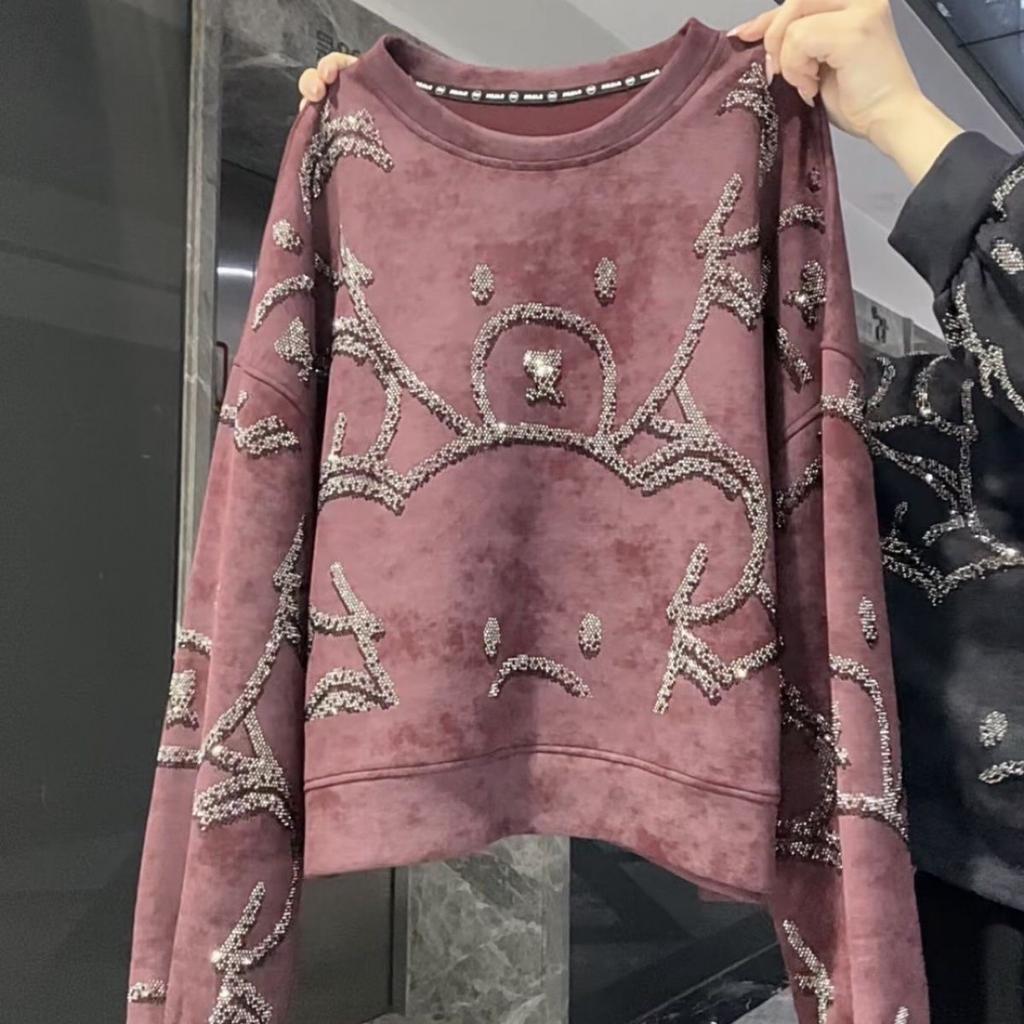 Youth Spring/Fall Long Sleeve Crew Neck Oversized Top Design Casual Sweatshirt