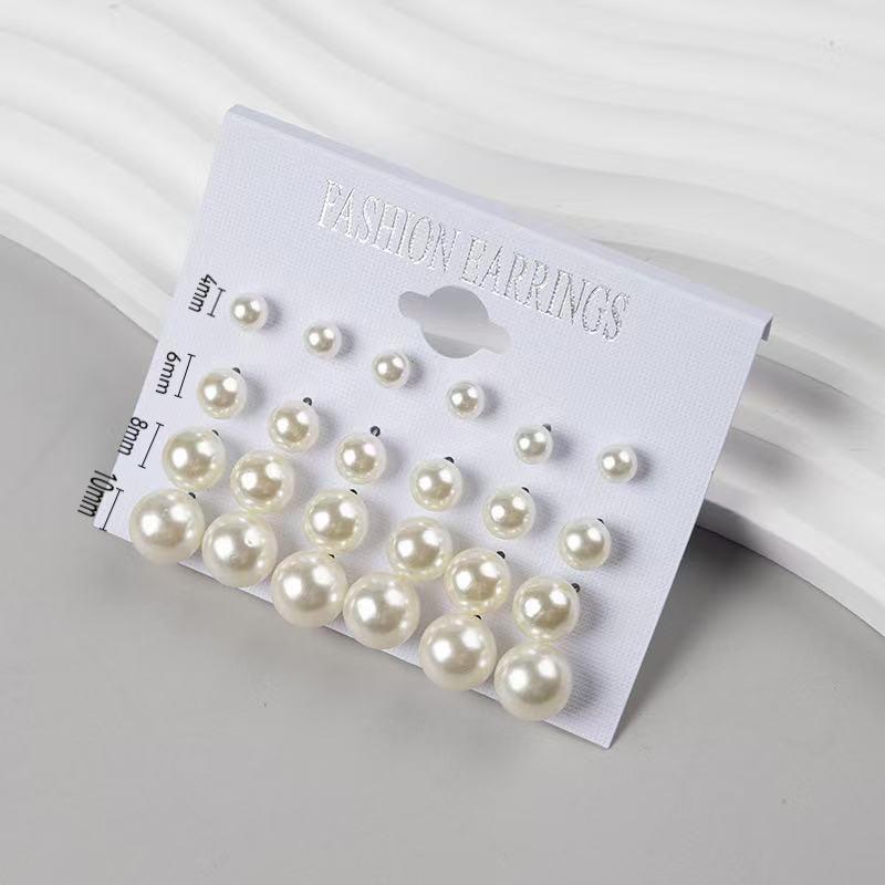 European & American Zircon Claw Set Diamond Stud Earrings - 12-Piece Inlaid Earring Set