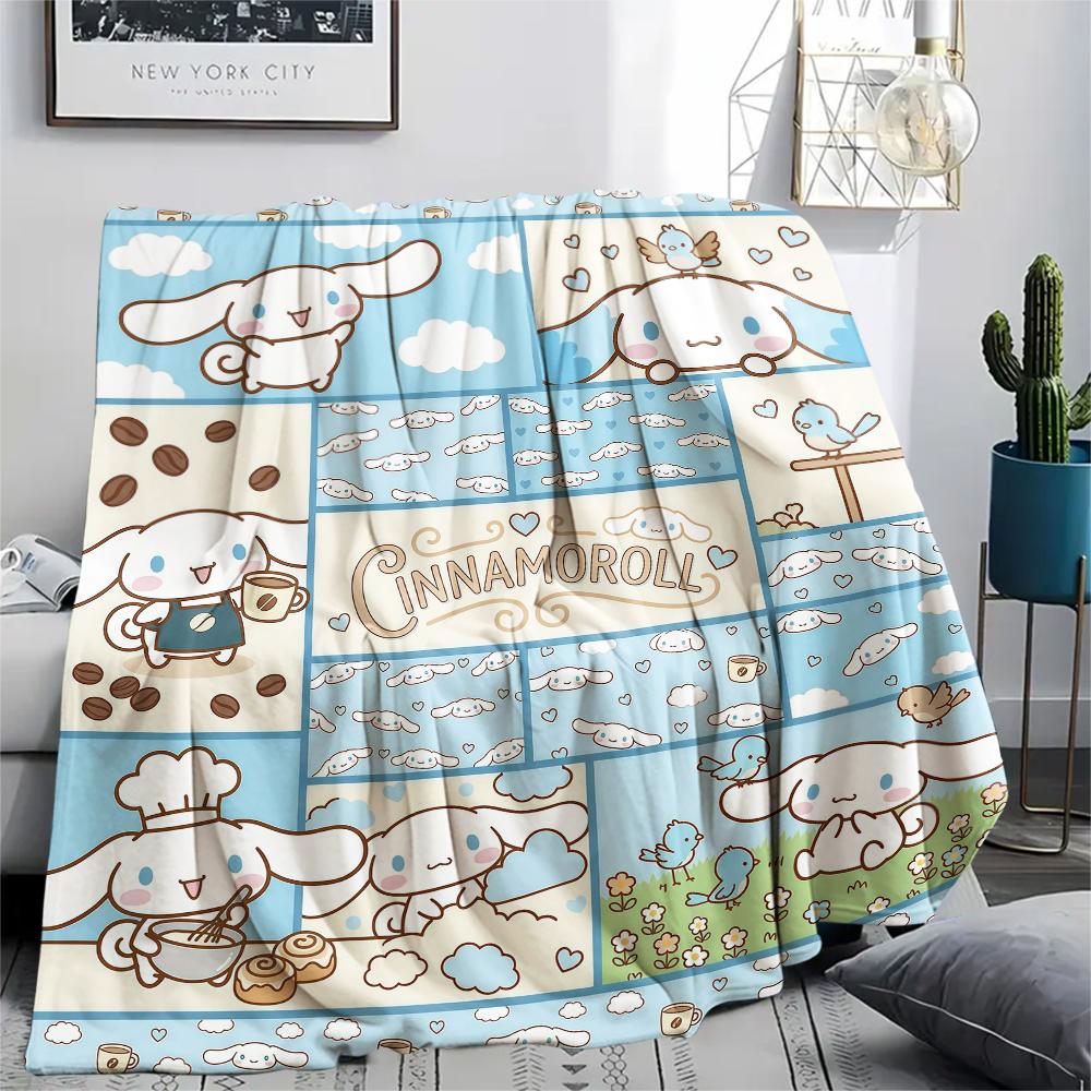 1 Stück Cinnamoroll-Print Flanelldecke, Hohe Qualität für alle Jahreszeiten, Heimdekoration, Wärme und Komfort, Perfekt für Weihnachtsgeschenke