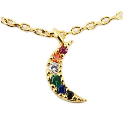 [R1396] – Kunsthandwerkliche Halskette „Luna“, mehrfarbiges Gold – 8x4 mm
