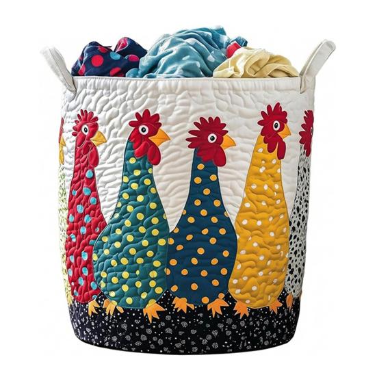Quilted Laundry Basket Fabric Floral Storage Basket with Handles Boho Clothes Basket for Laundry Nursery Bedroom Garments Kids Toys