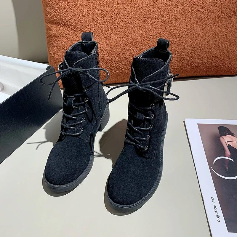 

2024 Brand Women s Shoes Side Zipper Women s Boots Cross Lacing Office and Career New Belt Buckle Plus Size Ankle Boots 42 чёрный