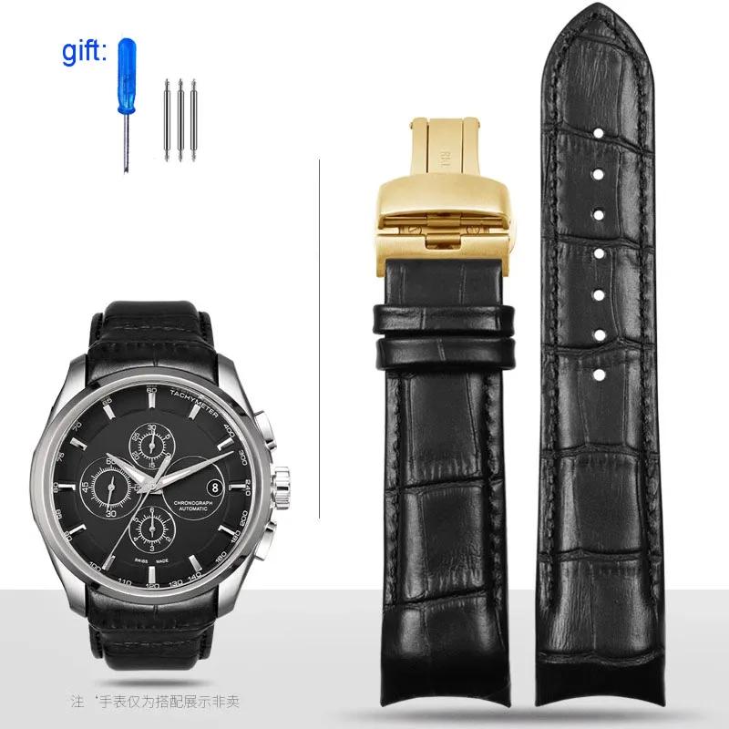 Gebogenes Ende Echtes Leder Uhrenarmband 22mm 23mm 24mm für Tissot Couturier T035 Uhrband Stahlschließe Armband Armband 22mm