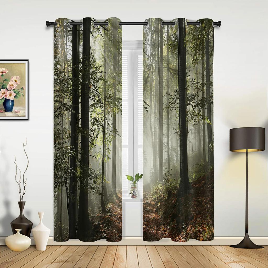 Grüne Blätter Dschungelpflanze Natur Hall Vorhänge für Wohnzimmer Küche Jungen Mädchen Schlafzimmer Langer Fenstervorhang Cortinas Heimdeko