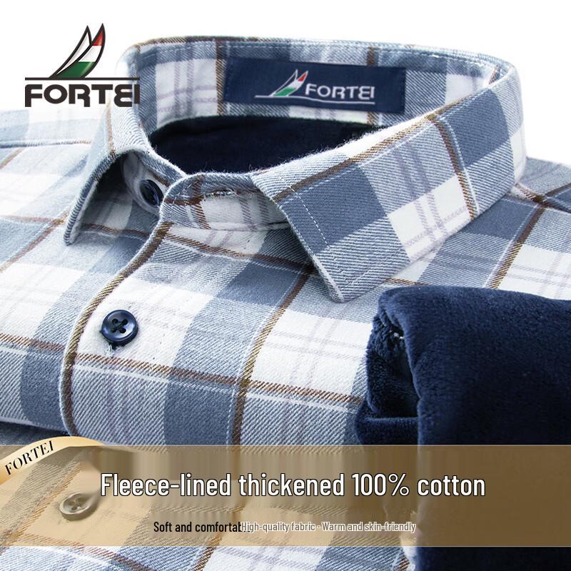 

Мужская рубашка Futing 100% хлопок в клетку с флисовой подкладкой, с длинным рукавом 41