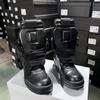 R-o Designer Men Shoe Full Black Leather Ankle Boot Sneaker High Top Casual Shoes Jumbo Laces Zipper Women Boots Flat Sneakers