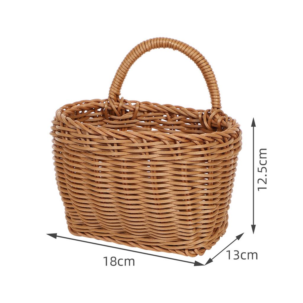 Multipurpose Imitation Rattan Wall Mount Basket with Hanging Handle Decor Hand Woven for Toys Snacks Vegetable Ginger Garlic
