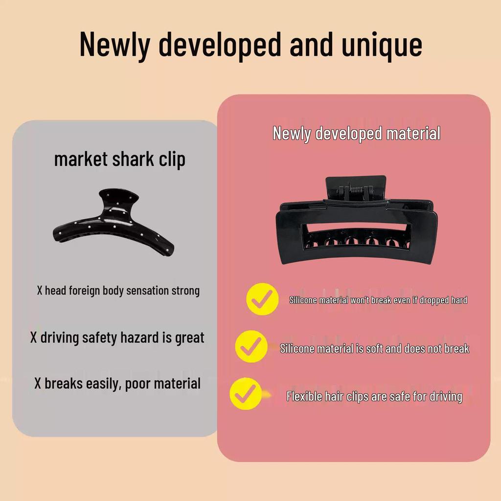 2025 Soft Silicone Shockproof Shark Hair Claw Clip - Durable, High-End Accessory