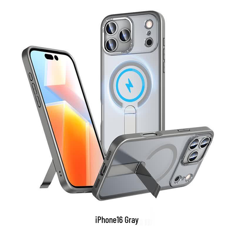 CAXITON Magnetic Kickstand Transparent Case for iPhone 16