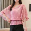 Frühling Sommer Damen Blusen Fledermausärmel Blumenspitze Chiffonbluse Aushöhlen Blusen Übergröße Shirts Damen Shirt Tops