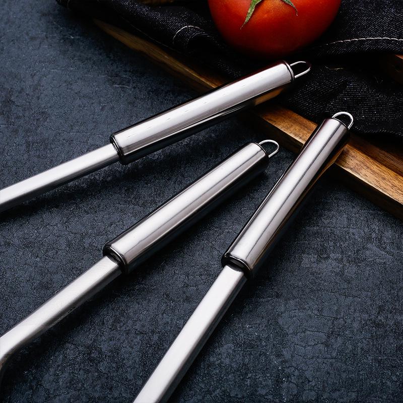 Stainless Steel Kitchen Set: Includes Heat-Resistant Spatula, Slotted Spoon, Soup Ladle for Home and Outdoor Use