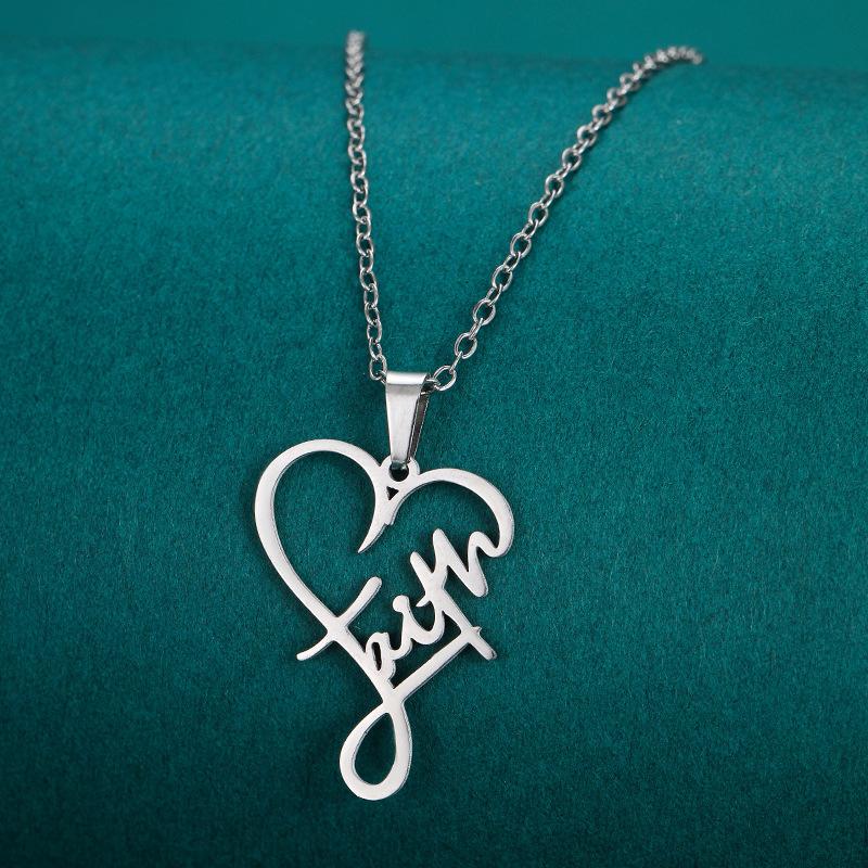 English Alphabet Love Cross Necklace Women S Light Luxury High Sense Personality Fashion Temperament Necklace