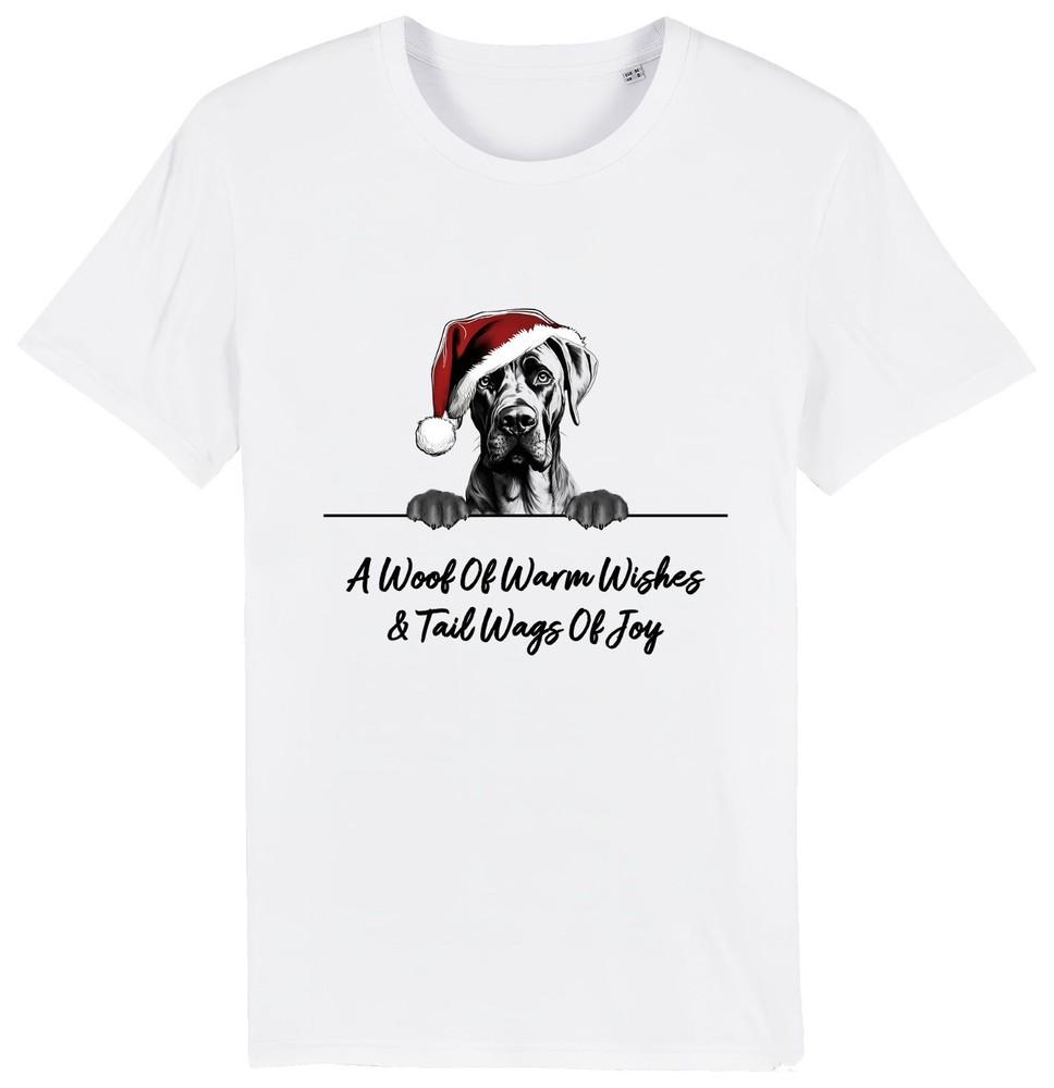 

GREAT DANE Christmas Dog T-Shirt Adults Kids Woof Wishes Tail Wags Xmas Gift 4XL
