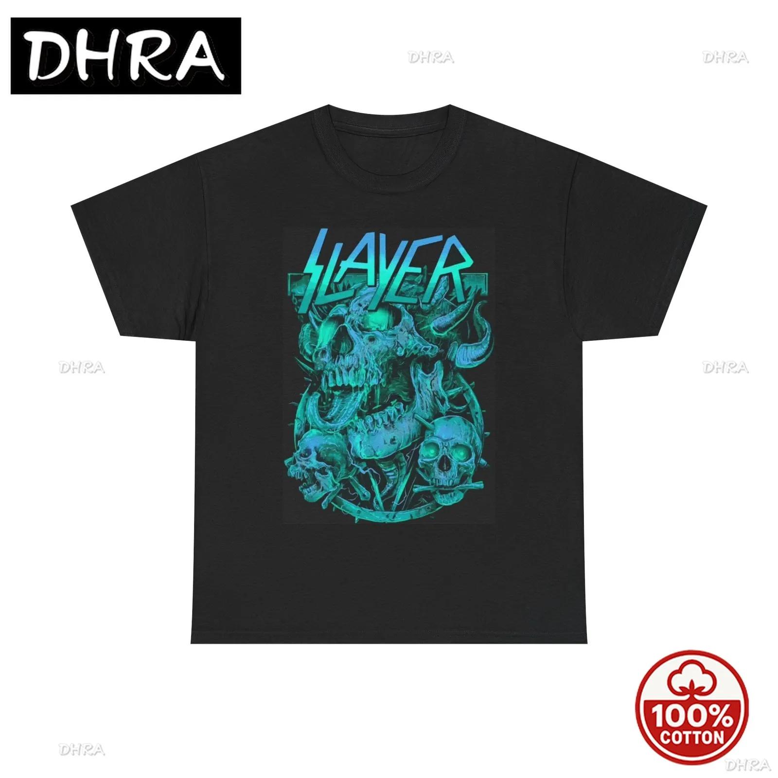 Slayer Tshirt Rock Band Skull Neon Graphic Metal Unisex Heavy Cotton Tee Vintage with Funny Minimalist Comfy Cotton Aesthetic S