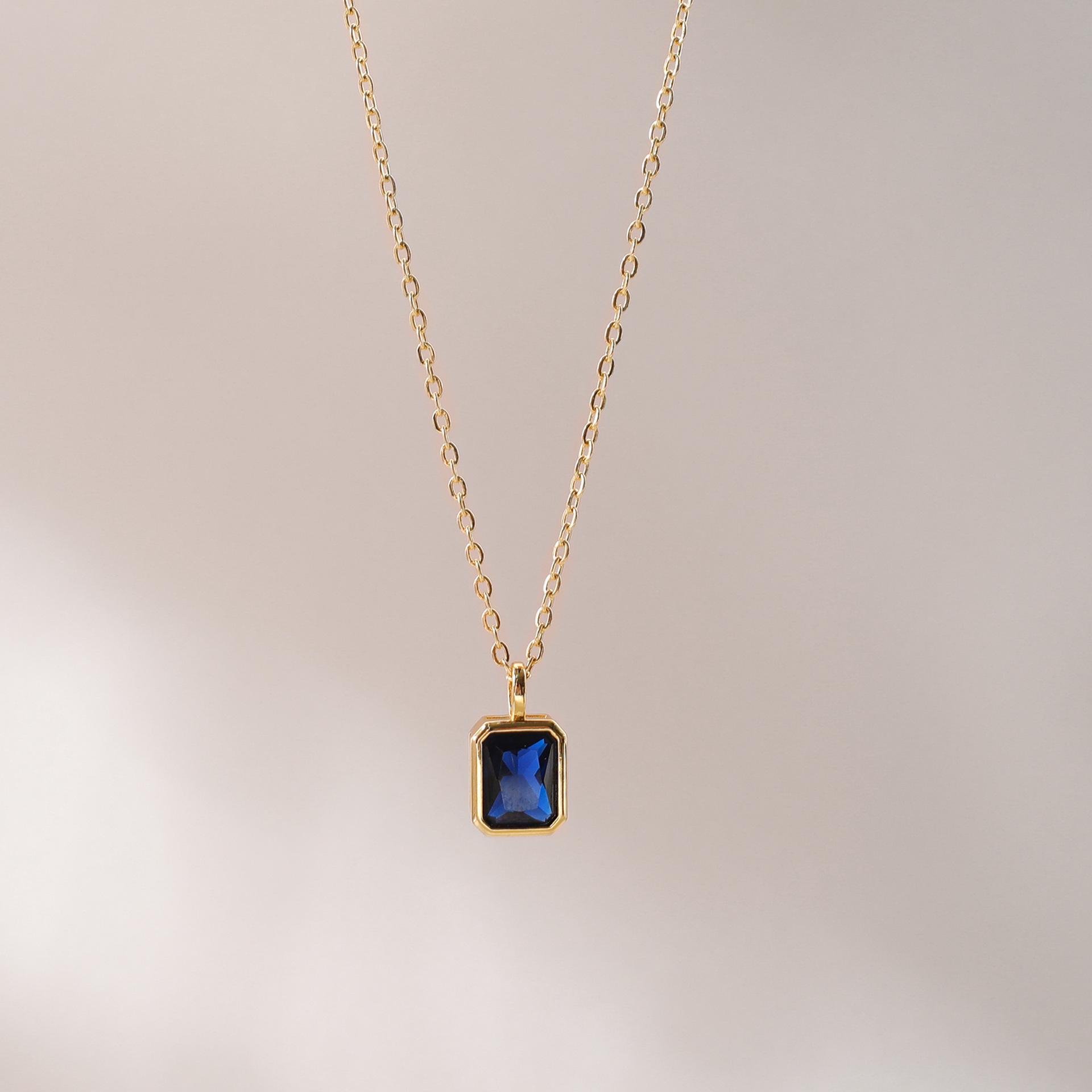 

Декабрьский камень рождения, квадратная подвеска, ожерелье, дизайн «капля воды», медь, гальваническое покрытие золотом 18 карат, аксессуары-цепочки для ключиц. Copper [Electroplated Real Gold]