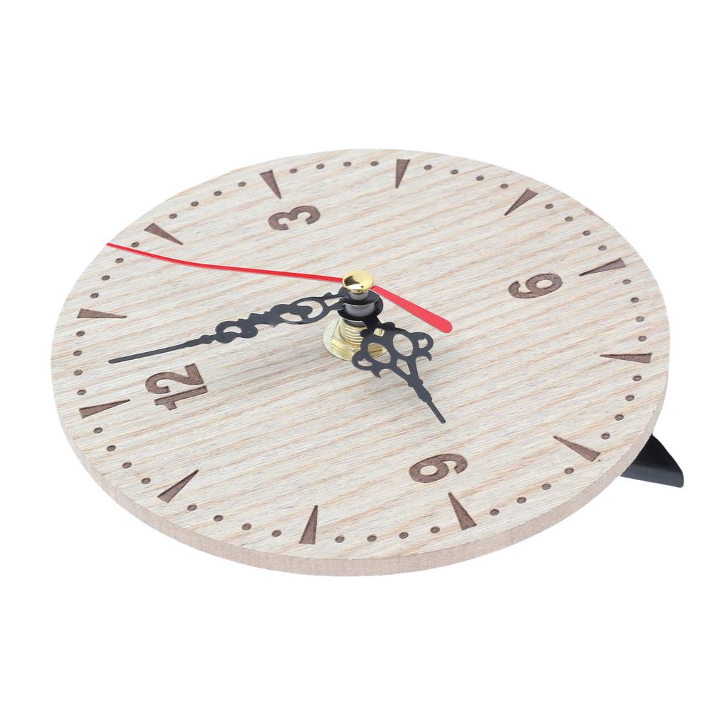 Vintage Round Wood Table Desk Wall Analog Clock for Living Room Bedroom Office (12cm)