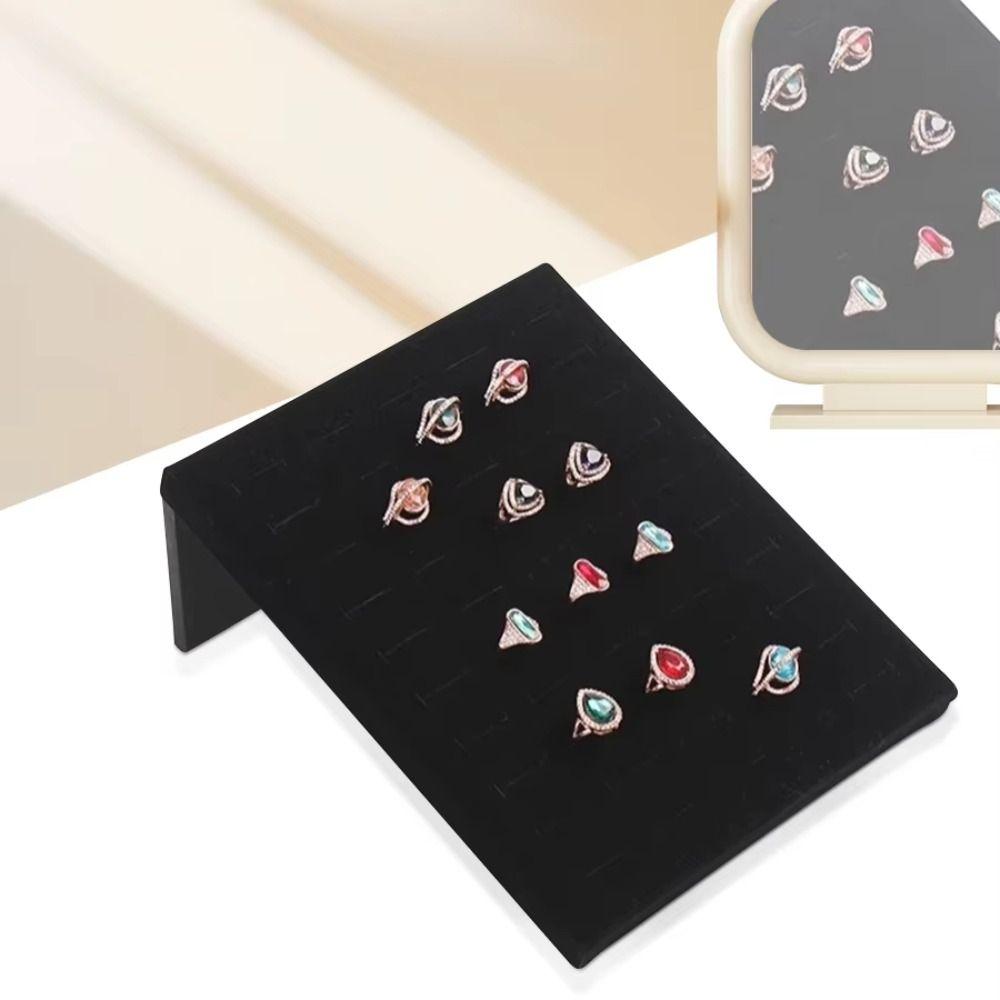 Soft Velvet Jewelry Organizer Black Gray Ring Holder Rings Display Stand Shop Counter