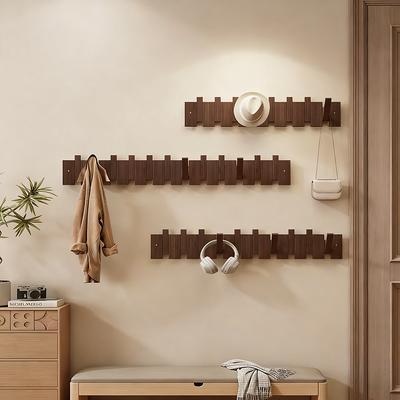 Black Walnut Coat Rack Wall Mounted Piano Keys Shape Solid Wood Clothes Hooks Hallway Entrance Door Hanger Home Decor Furniture