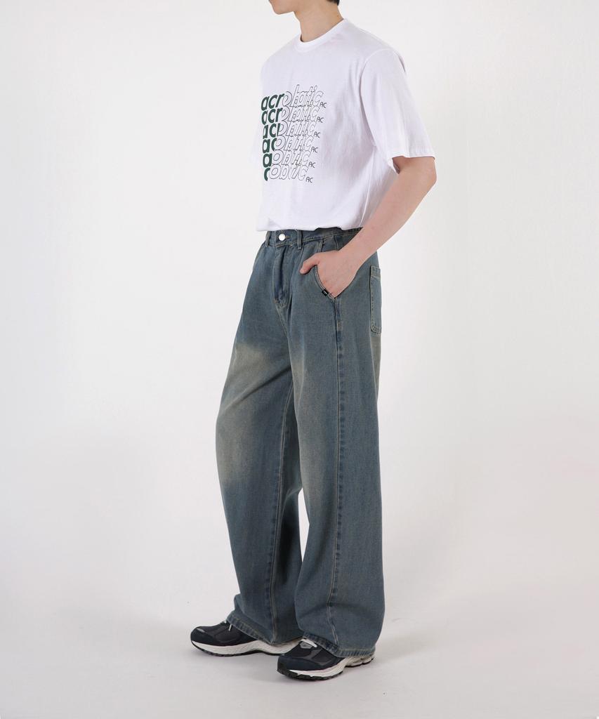 UMM One-Pleat Point Wide Half-Waist Denim Pants 4 Colors