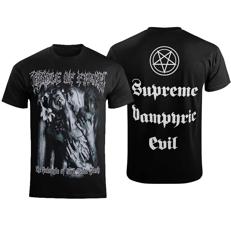 Retro Cradle of Filth Band's Extreme Gothic Black Metal Rock Dark American Short-sleeved T-shirt