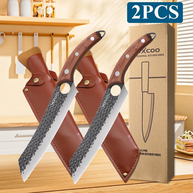 WXCOO High Carbon Stainless Steel Butcher Knife Multifunctional Boning Knife for Fruits Meat Cleaver Kitchen Knife Cooking Tool